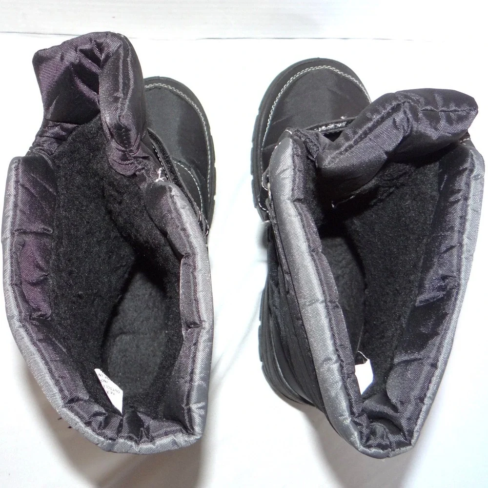 Storm Kidz Black Snow‎ Boots Big Kid 3 Double Strap Platform Winter Shoes